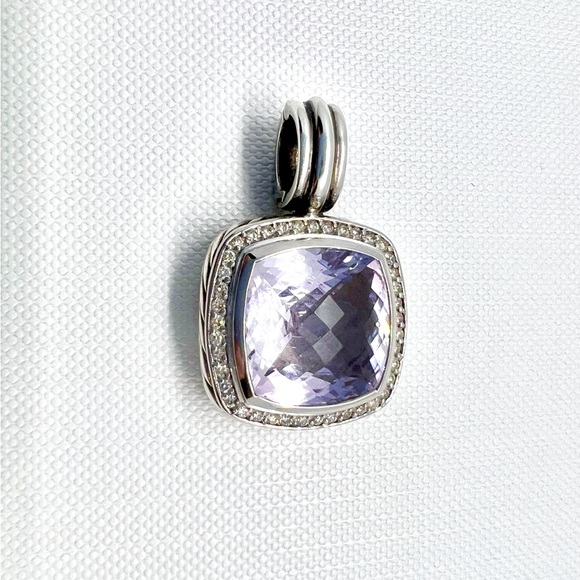 David Yurman Albion 14mm Lavender Amethyst Diamond Pendant Enhancer - Picture 7 of 14